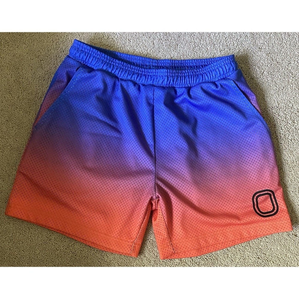 Overtime Shorts Mens M 5" Mesh Basketball Ombre Fade Blue Orange Purple